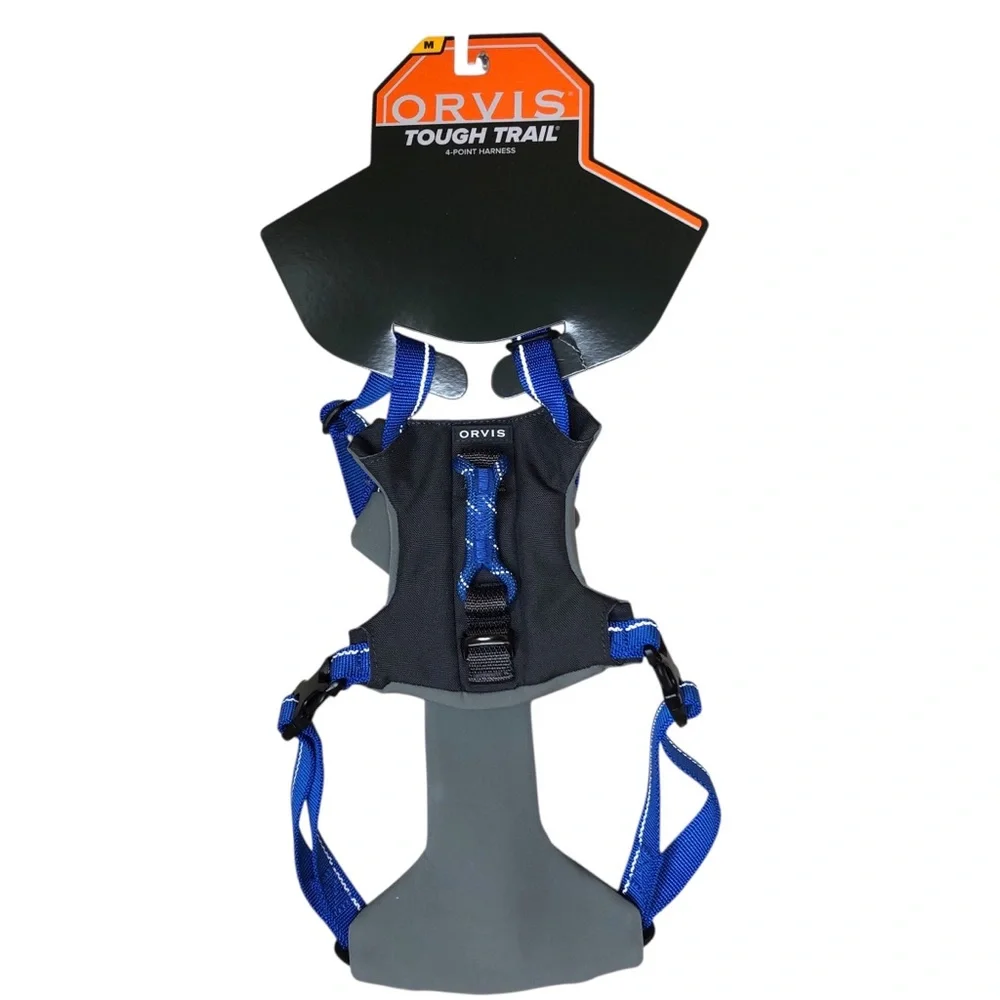 NEW Orvis Tough Trail 4 Point Dog Harness Size Medium Blue